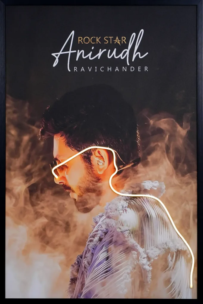 Rockstar Anirudh Portrait LED Wall Decor | Smoky Glow Artist Decor — Day