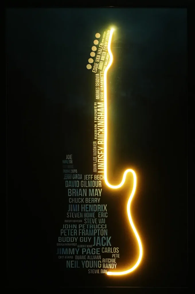 Guitar Legends LED Wall Decor | Premium Guitarist Tribute Wall Art — Night