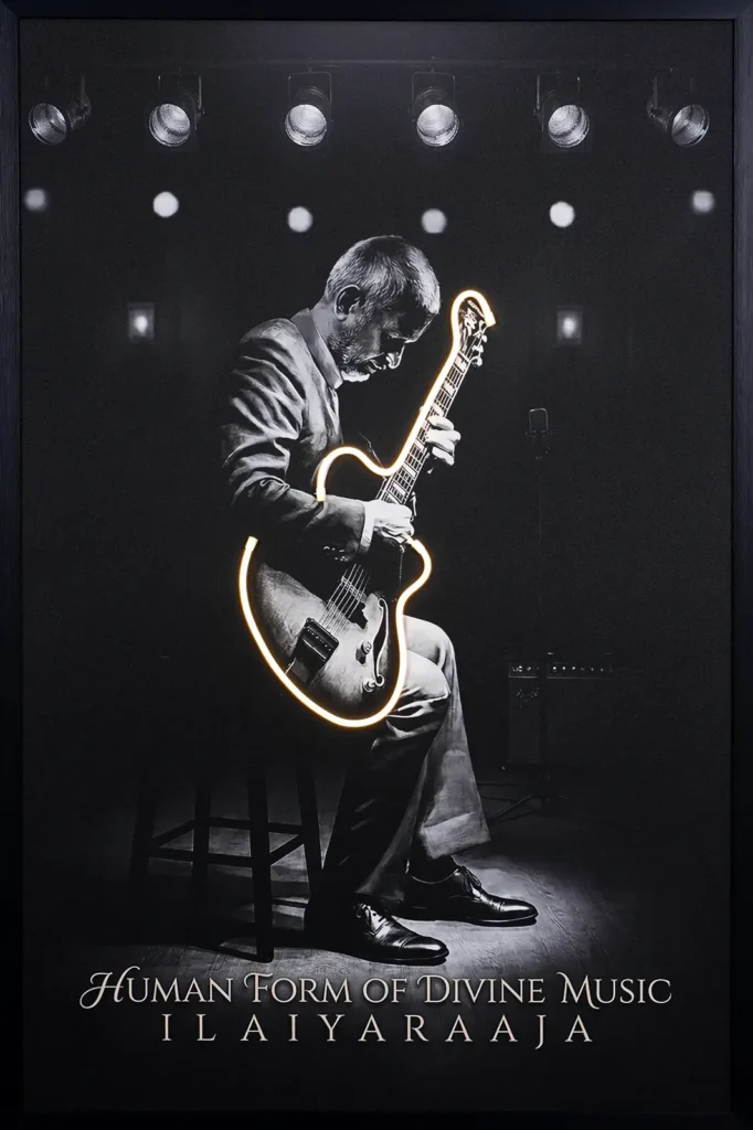 Ilaiyaraaja Inspired Guitar LED Wall Art | Human Form of Divine Music — Day