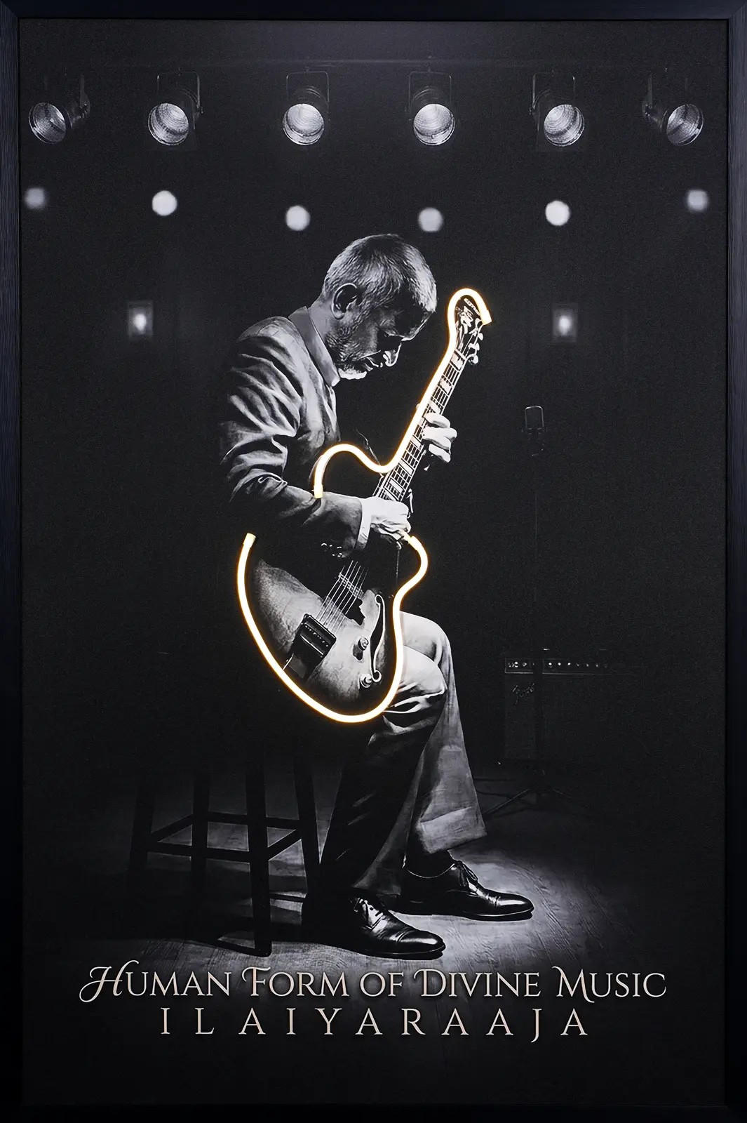 Ilaiyaraaja Inspired Guitar LED Wall Art | Human Form of Divine Music — Day