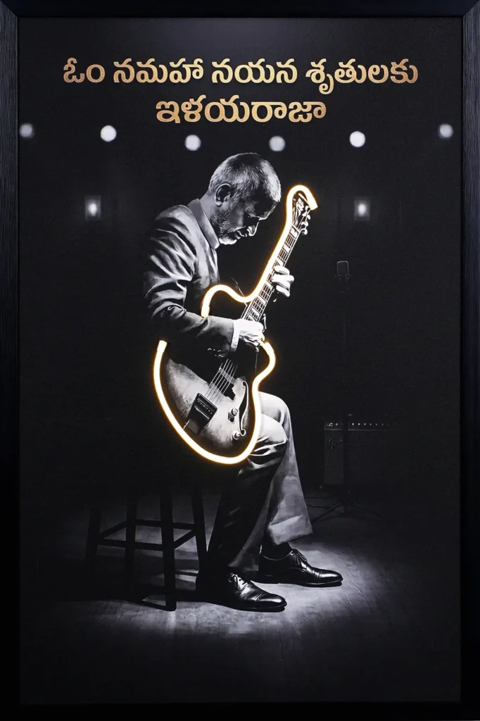 Ilaiyaraaja Guitar LED Wall Decor | Telugu Tribute Music Wall Art — Day
