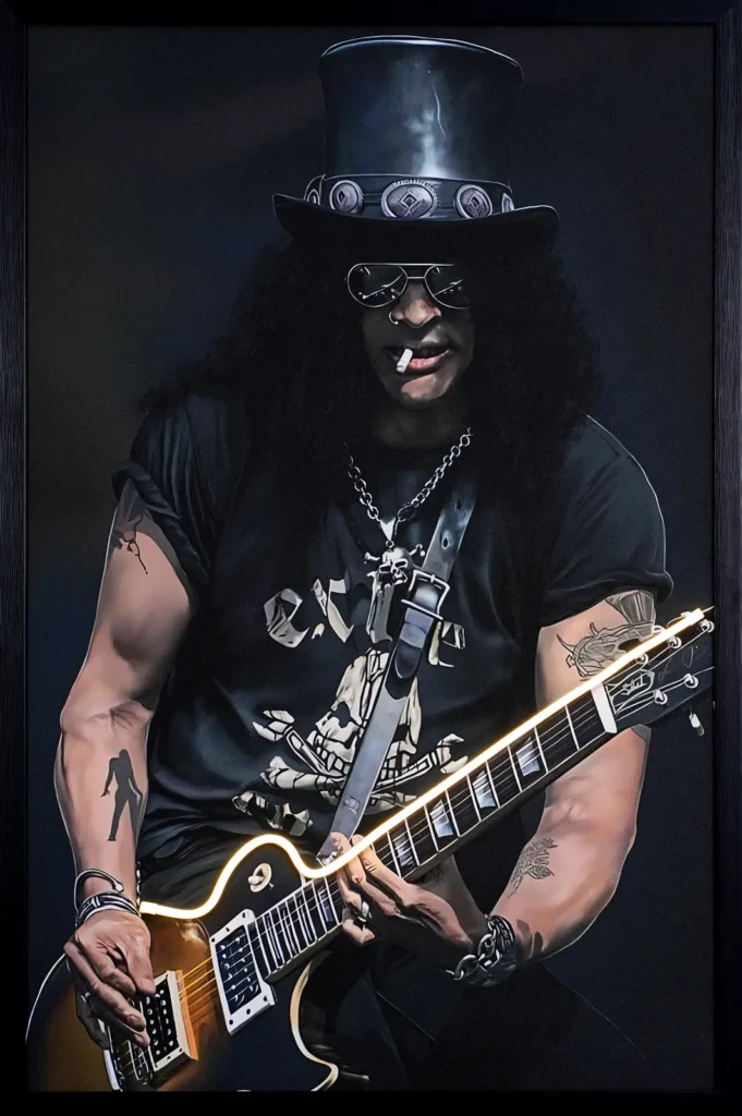 Slash Rock Legend LED Wall Decor | Top Guitarist Illuminated Music Decor — Day