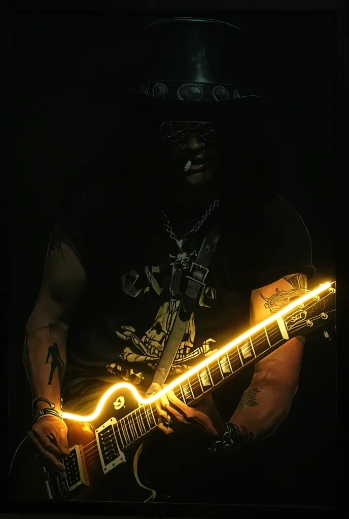 Slash Rock Legend LED Wall Decor | Top Guitarist Illuminated Music Decor — Night
