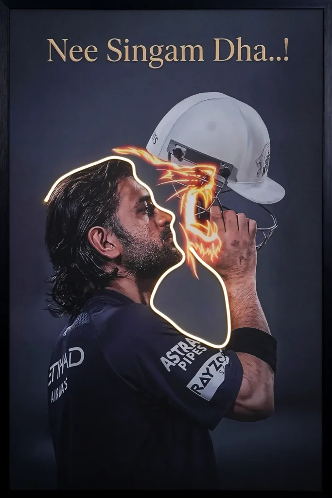 MSDhoni Nee Singam Dha LED Wall Decor | Fiery Lion Cricket Wall Decor — Day