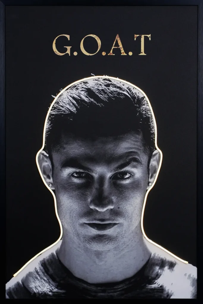 Cristiano Ronaldo GOAT LED Wall Decor | Football Legend Illuminated Portrait Decor — Day
