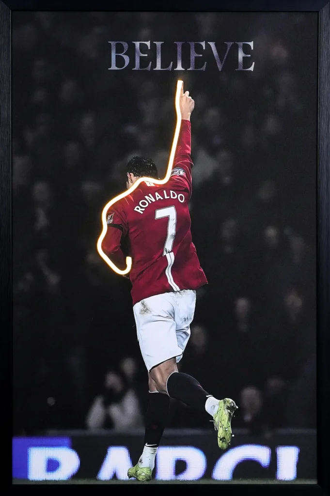Cristiano Ronaldo BELIEVE LED Wall Decor – Football Celebration Illuminated Decor — Day