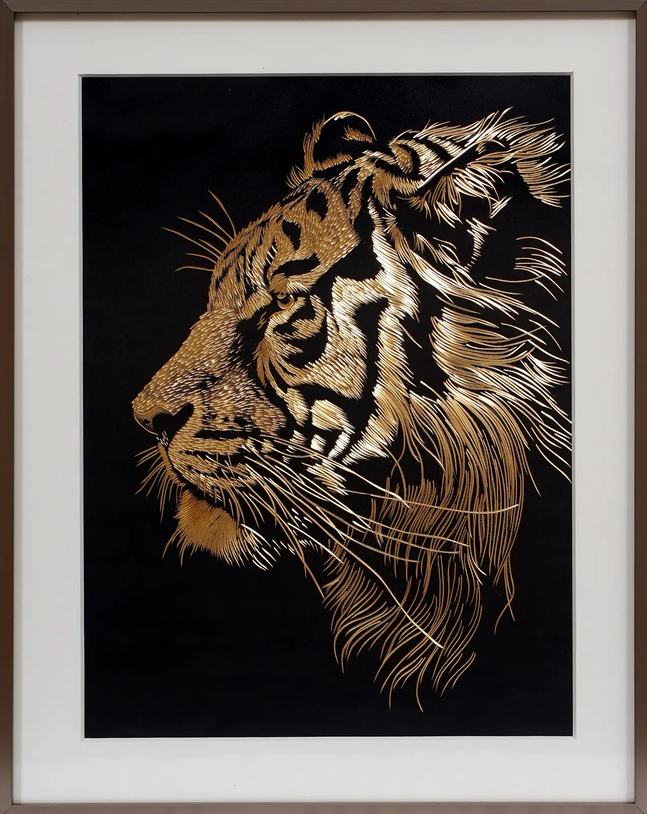 Handcrafted Tiger Copper Art | Majestic Tiger Wall Decor for Strength & Power — Day