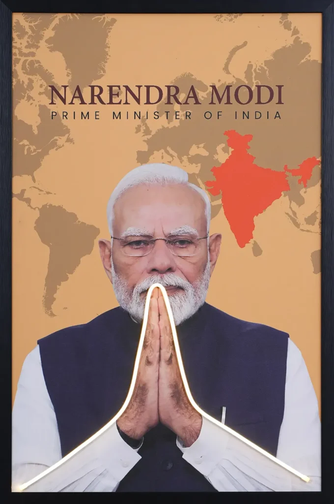 Narendra Modi LED Wall Decor | Prime Minister of India Tribute Wall Art — Day