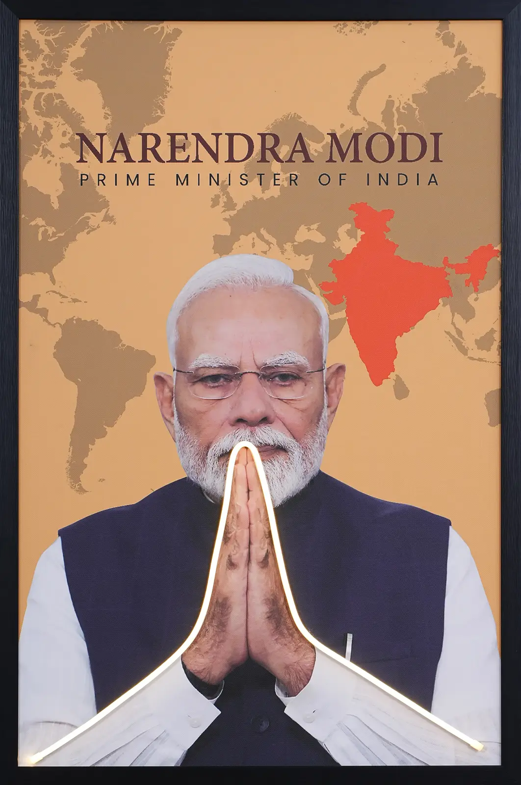 Narendra Modi LED Wall Decor | Prime Minister of India Tribute Wall Art — Day