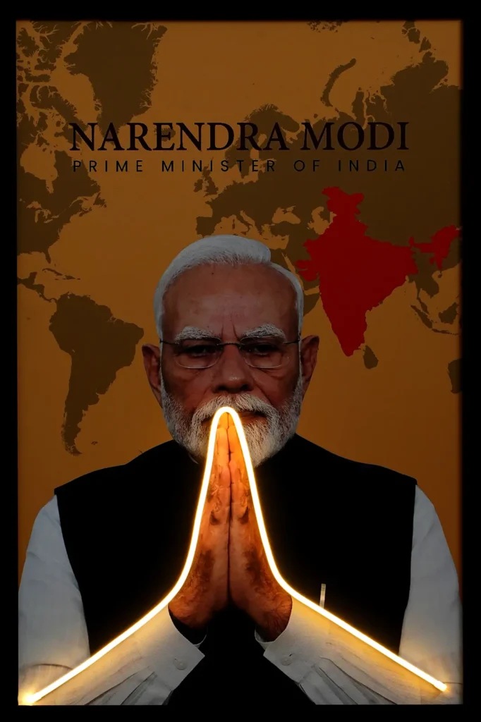 Narendra Modi LED Wall Decor | Prime Minister of India Tribute Wall Art — Night