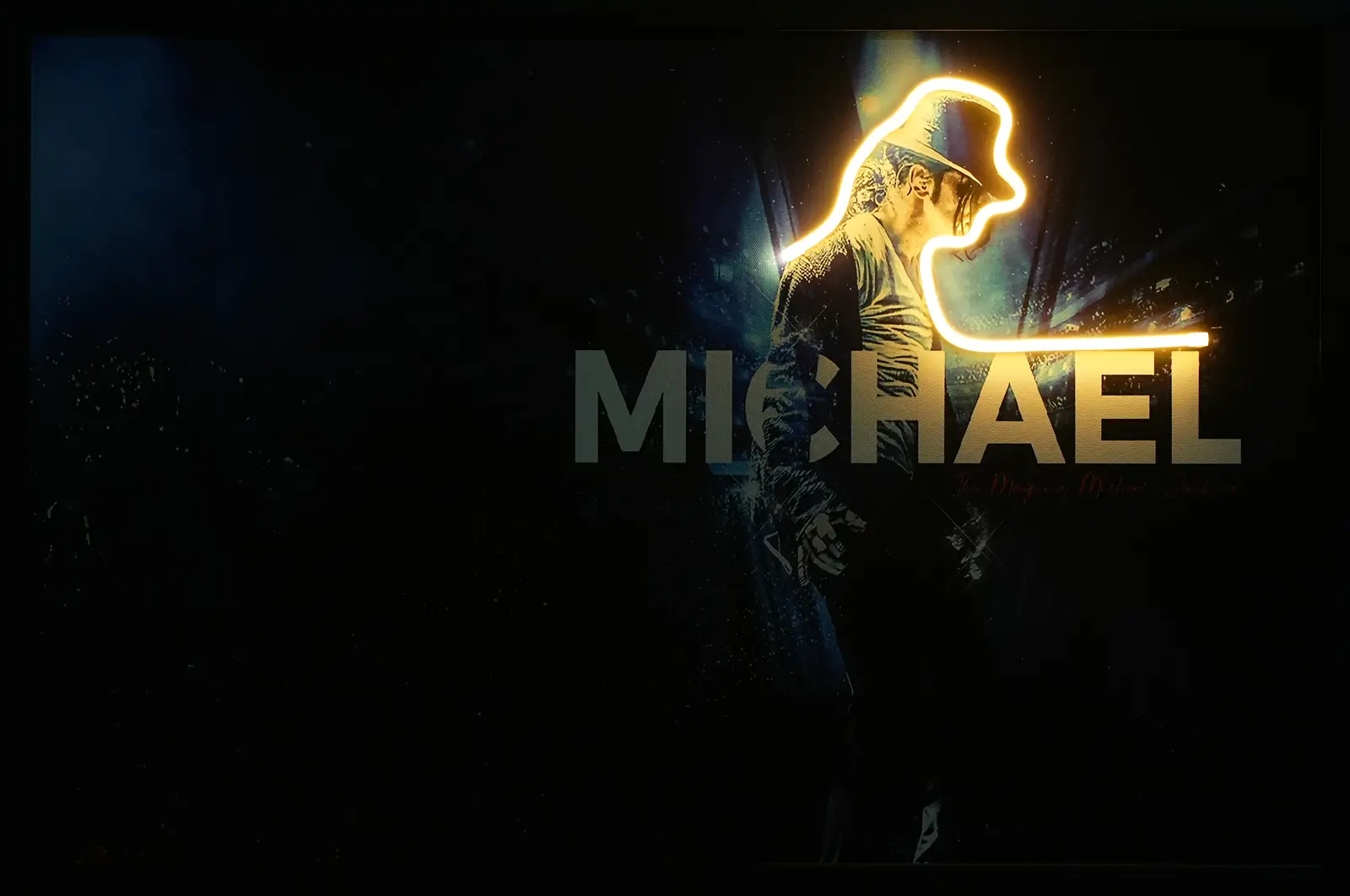 Michael jackson Iconic Dancer LED Wall Decor – Blue Stage Concert Illuminated Music Decor — Night
