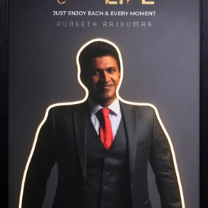 Puneeth Rajkumar LED Wall Decor featuring One Life Just Enjoy Each and Every Moment inspirational quote