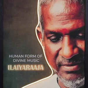 Ilaiyaraaja LED Wall Decor featuring Human Form of Divine Music artwork and illuminated portrait of the legendary composer