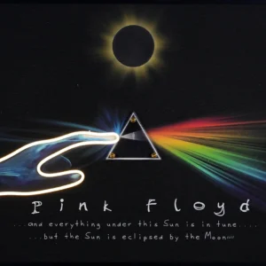 Pink Floyd Eclipse LED Wall Decor featuring prism rainbow light artwork with eclipse moon design and illuminated LED effect