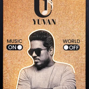 Yuvan Shankar Raja LED Wall Decor featuring Music ON World OFF design and illuminated portrait wall art