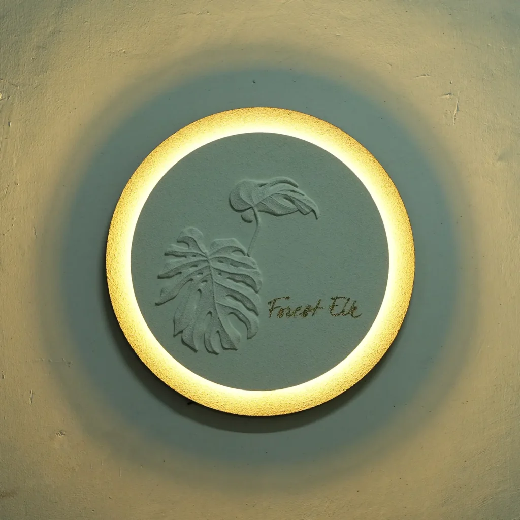 Monstera LED Wall Decor | Round Illuminated Botanical Decor — Night