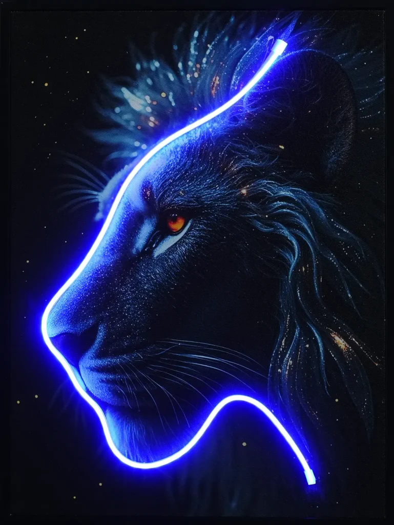 Lion LED Wall Decor | Striking Galaxy Lion Canvas Decor — Day