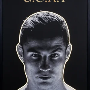 Cristiano Ronaldo GOAT LED Wall Decor | Football Legend Illuminated Portrait Decor